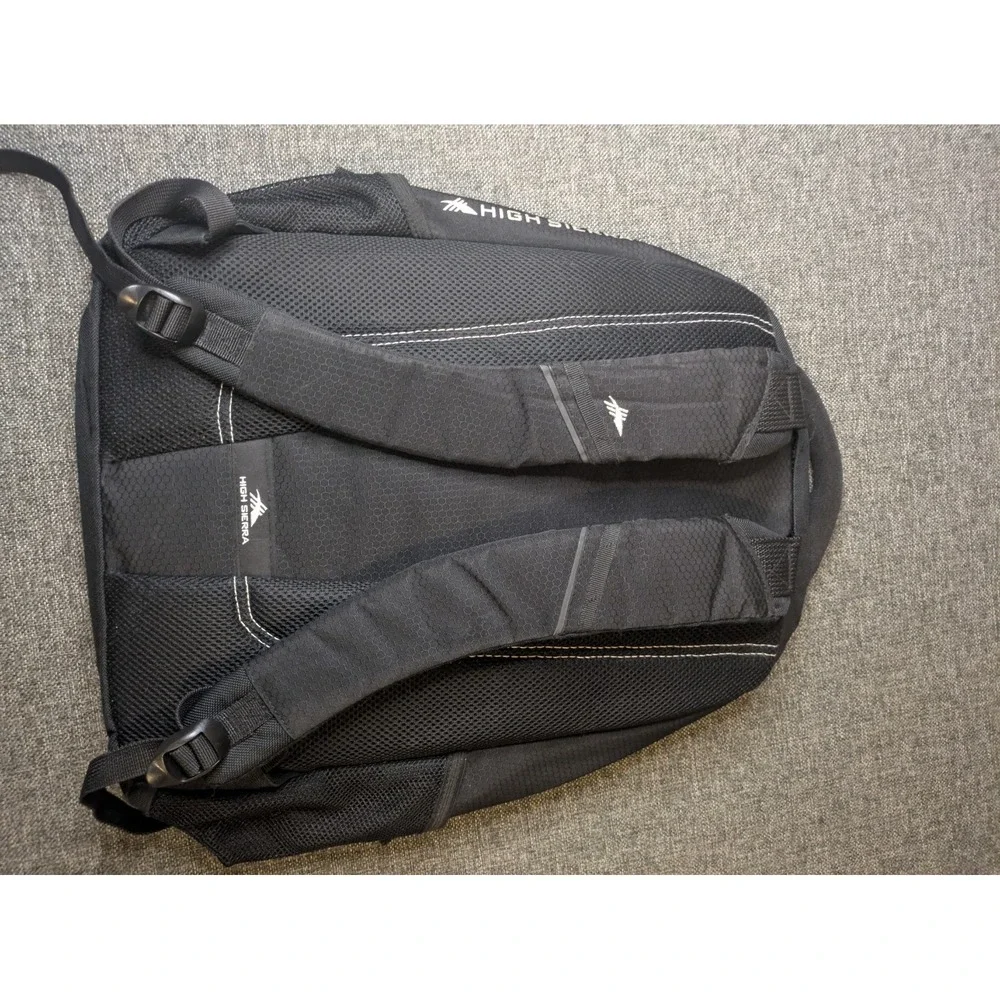 High Sierra Backpack Multi Pocket School Book Laptop Bag Black Adjustable Strap